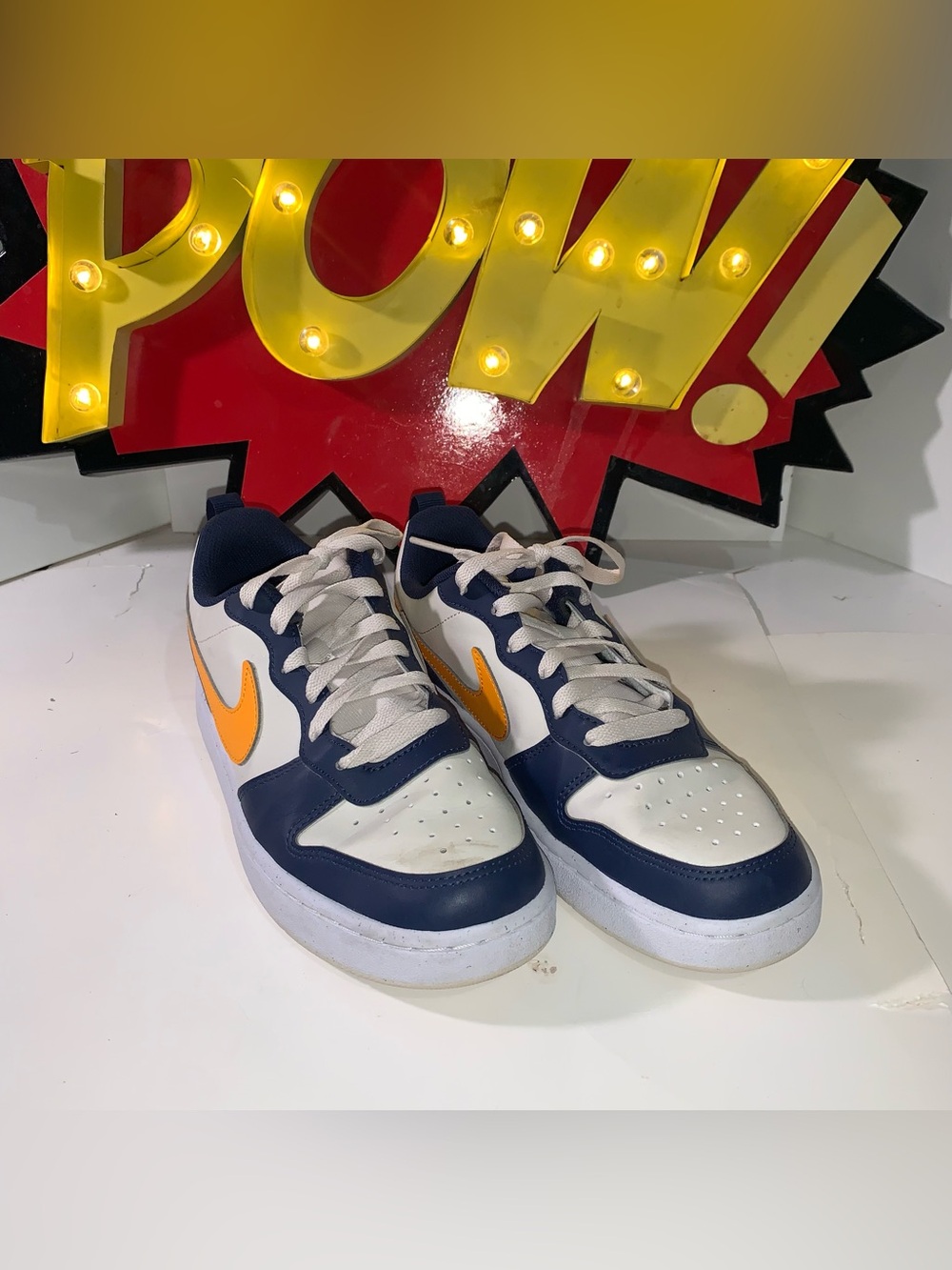 Nike Court Borough Recraft GS “Midnight Navy Orange Peel” Sneakers; Kids Size 6Y